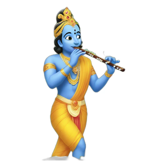 Image of Krishna playing flute in the park sticker