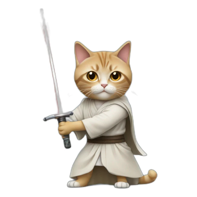 Un chat jedi avec un sabre laser rouge  sticker