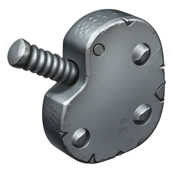 small, fat metal nail with a hammered look sticker