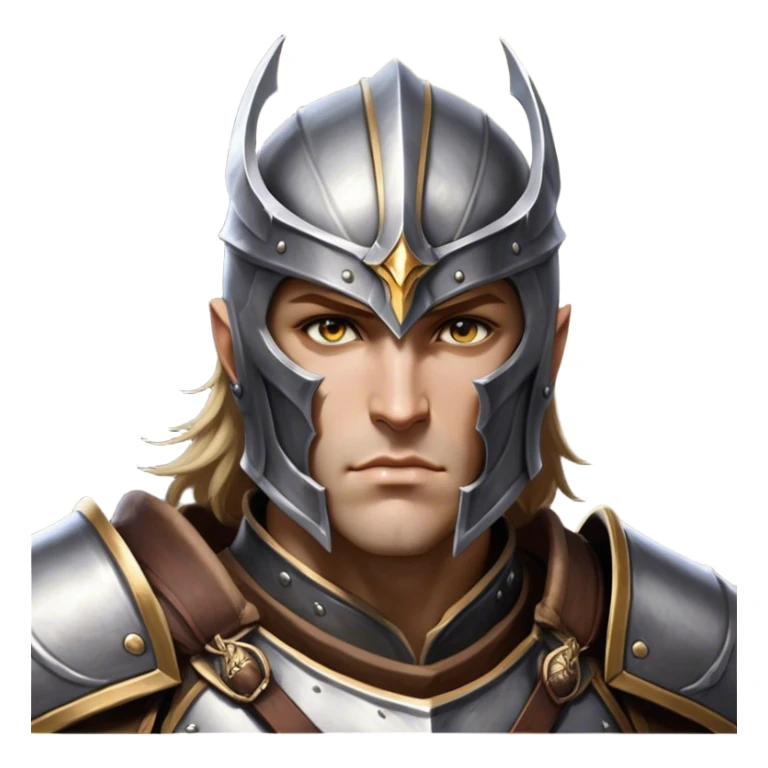 Cinematic Realistic WoW Human Warrior Portrait, head tilted epicly and inquisitively, showcasing a commanding presence and heroic grace. His chiseled features, resolute eyes, and meticulously crafted steel armor with leather accents in harmonious greys and bronzes are rendered with lifelike clarity and dramatic lighting, high shine, epic and awe-inspiring, embodying the spirit of a warrior poised for battle. sticker