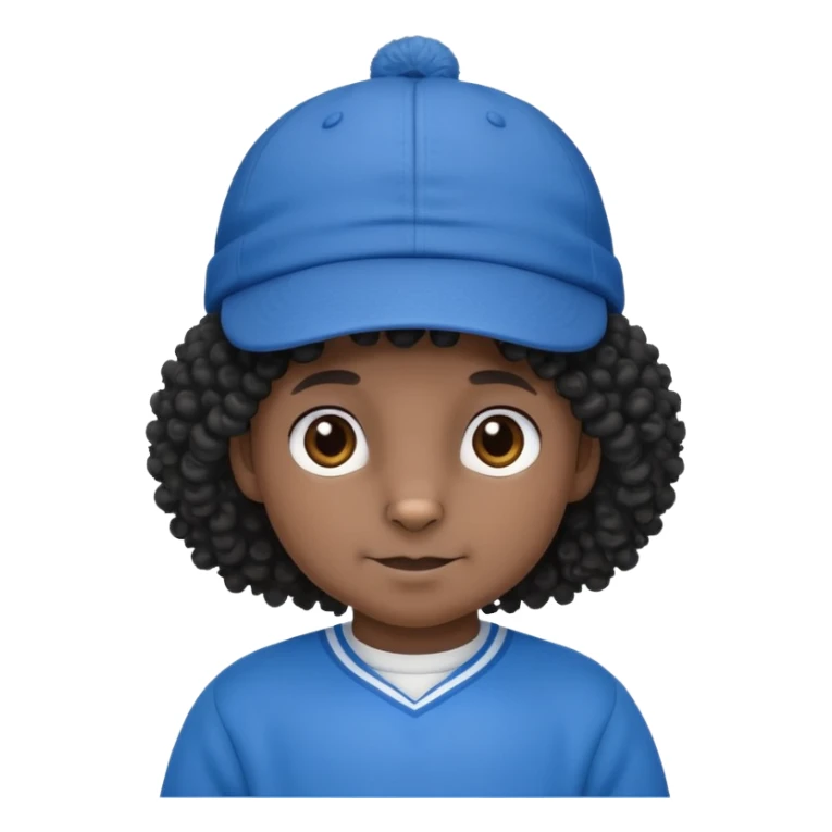 curly hair black rabbit with blue jersey and hat sticker