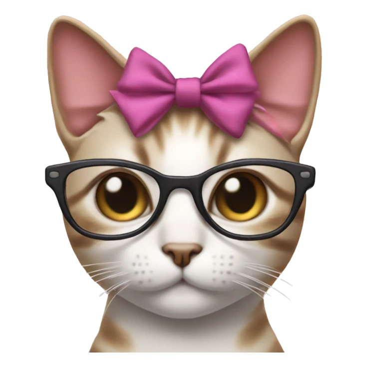 feminine cat with glasses and a bow on her head sticker
