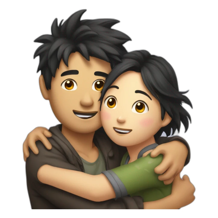 scruffy-boy-and-asian-gilr-hug sticker
