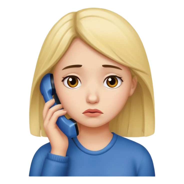 Sad girl waiting on hold on the phone sticker