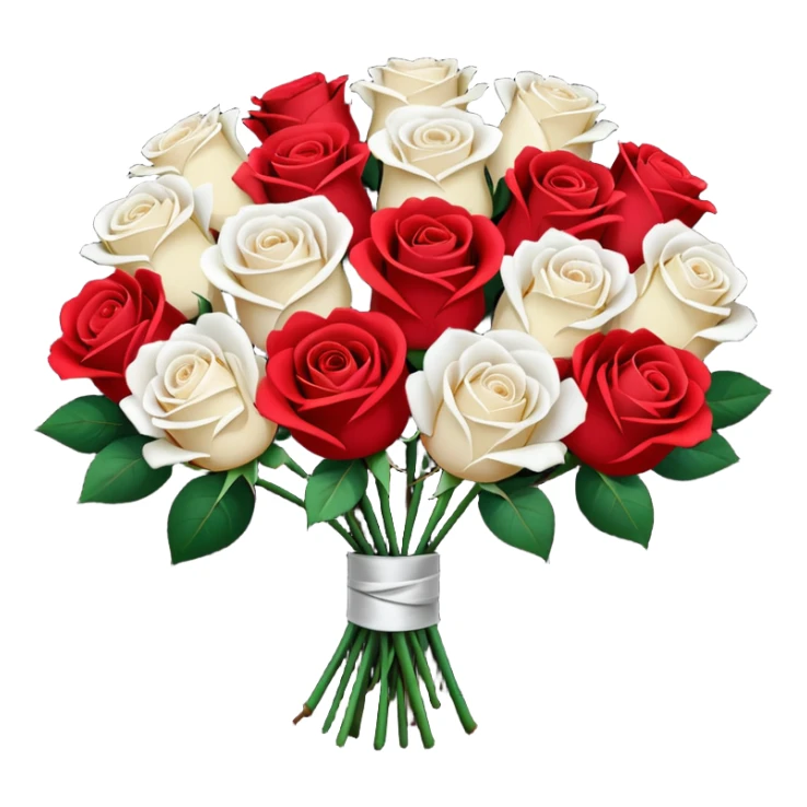 White rose and red rose bouquet with black paper  sticker