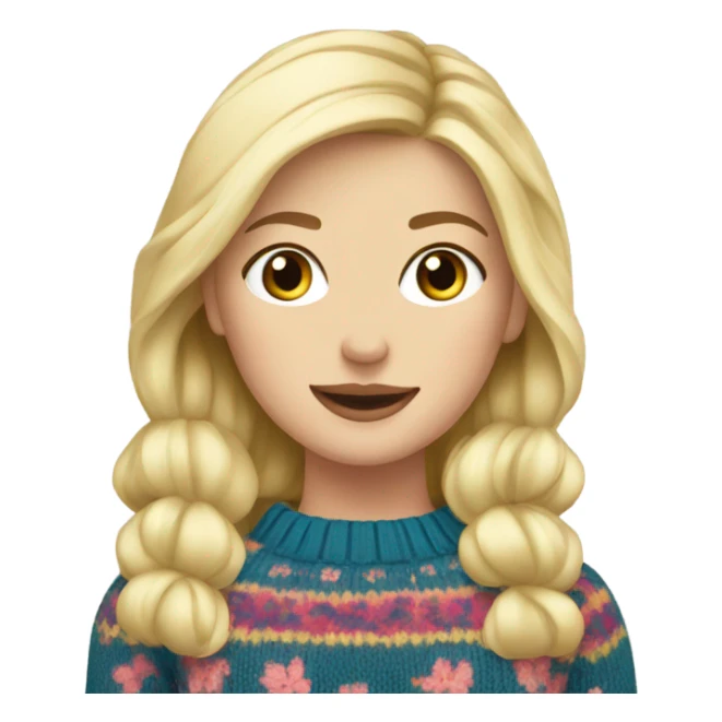 Knit floral sweater blond girl sticker
