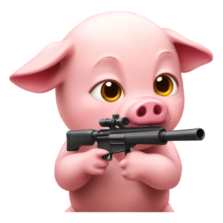 Baby pig sniper shoots heart fire sticker