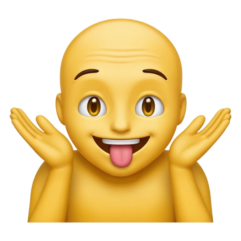 Normal emoji smiling with his tongue out and rubbing his hands sticker