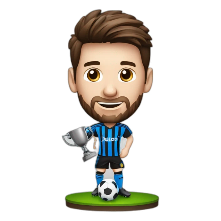 Le joueur de football Lionel Messi tenant un trophée sticker