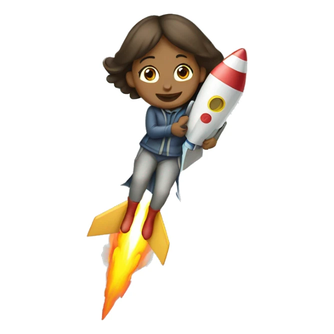 The girl is flying on a rocket with money sticker