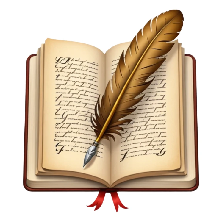 A giant quill writing in a book sticker