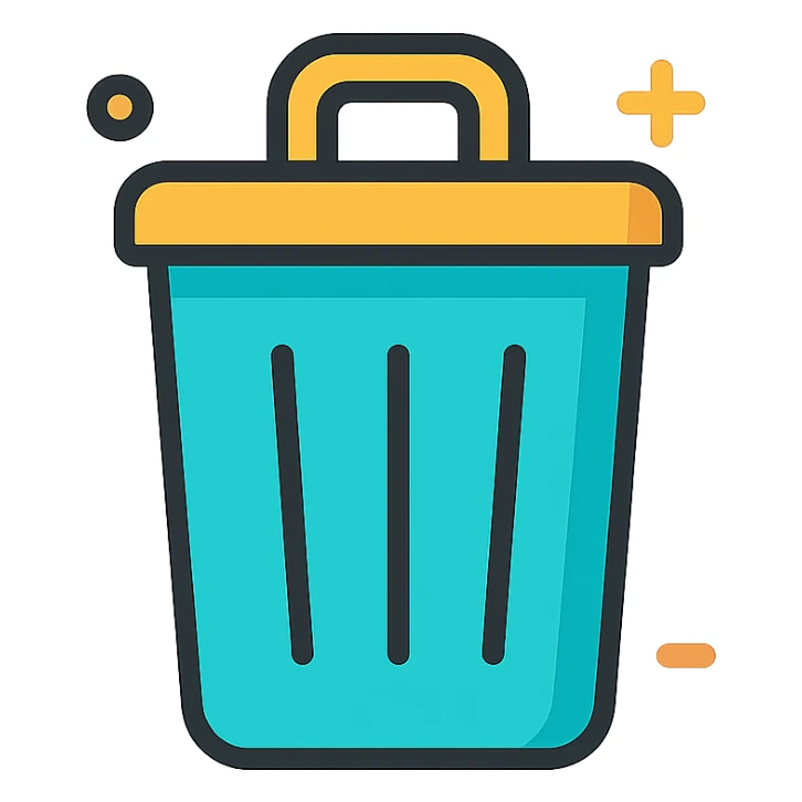 trash can icon, color outline style, with subtle color accents sticker