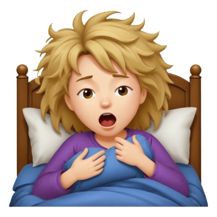 A girl waking up in bed sticker