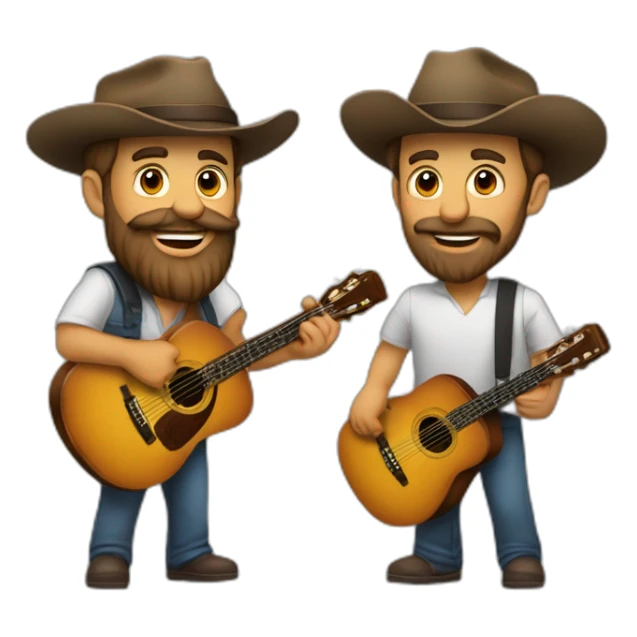 Dupla sertaneja de barba e um deles usando chapéu e segurando violão  sticker