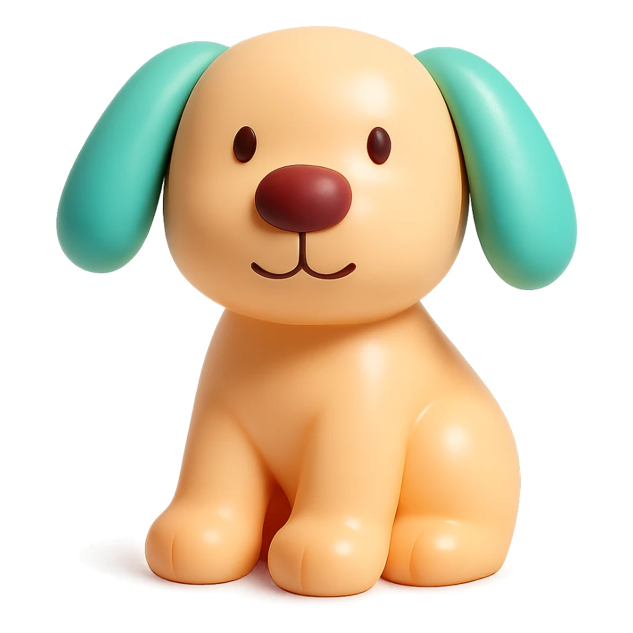 a playful dog with floppy ears vinyl figure style sticker