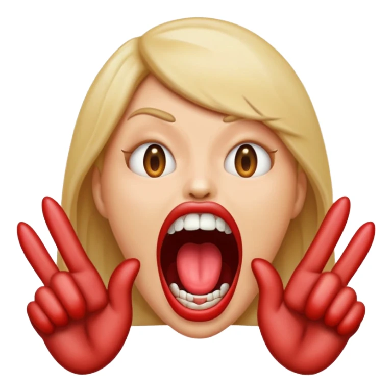 emoji with very big lips and nails screaming sticker