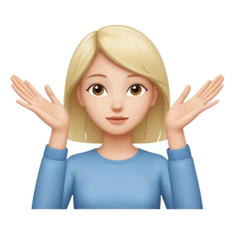 Girl with two hands in front out palms facing upwards  sticker