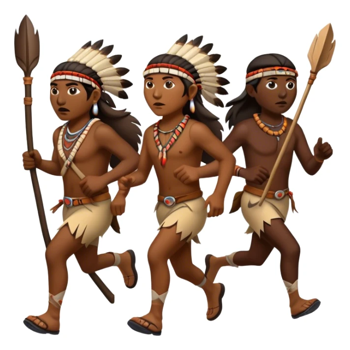 american Indians running with hunting stick sticker