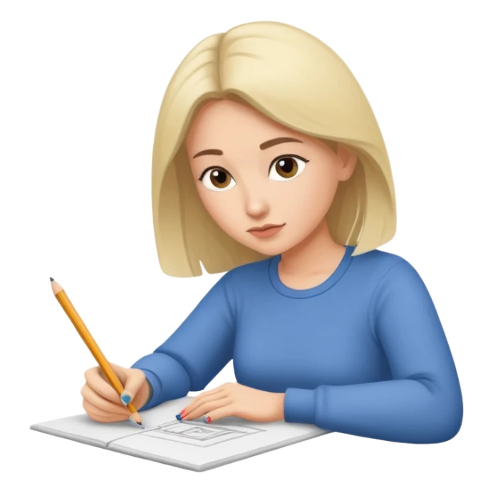 woman sketching. artist sticker