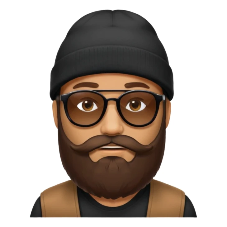 Guy with a really huge beard wearing  sunglasses and a black beanie  sticker
