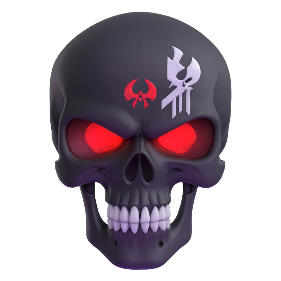 Punisher skull with intense glowing red eyes sticker