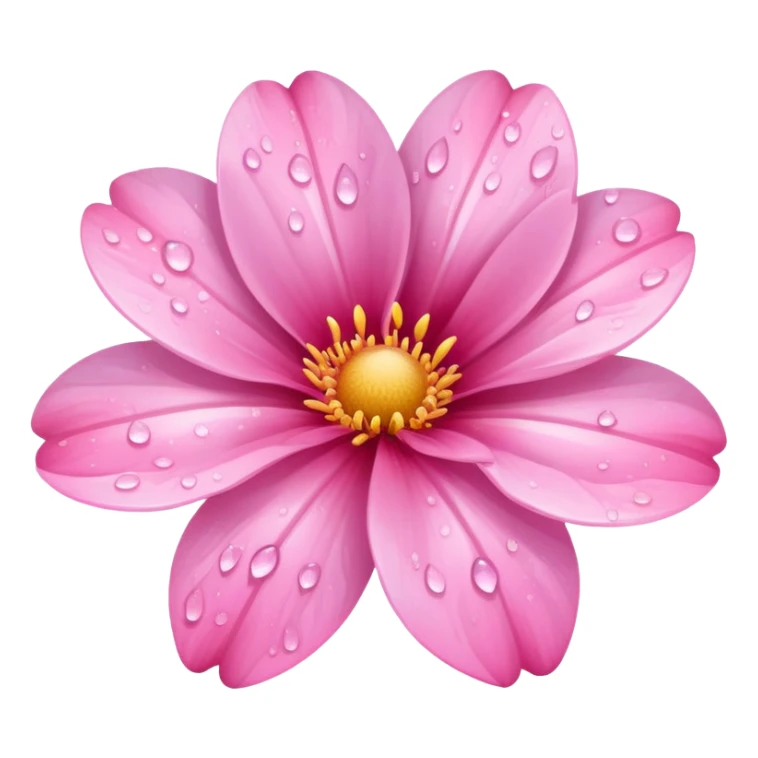 Pink flower that looks like something else, glistening with morning dew sticker