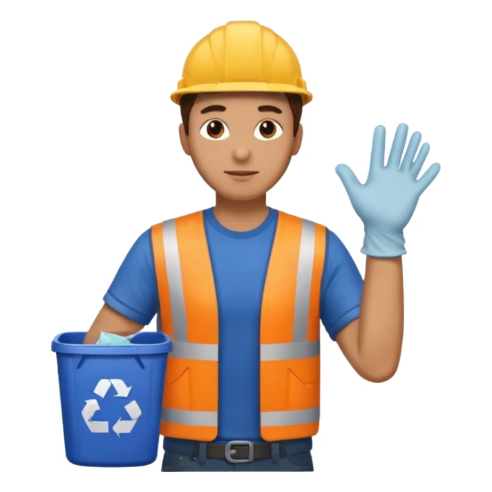 side view , all body , man taking out the trash sticker