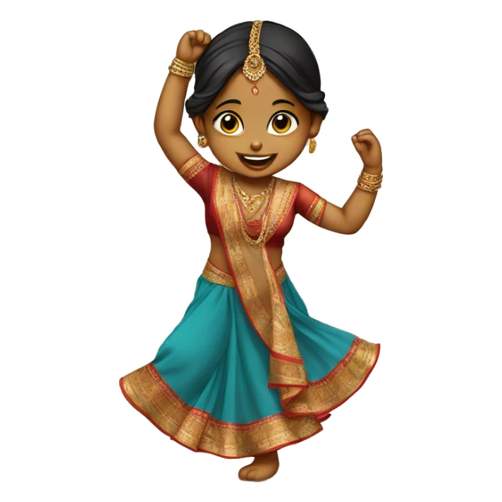 Indian baby girl dancing in ethnic wear comic sticker