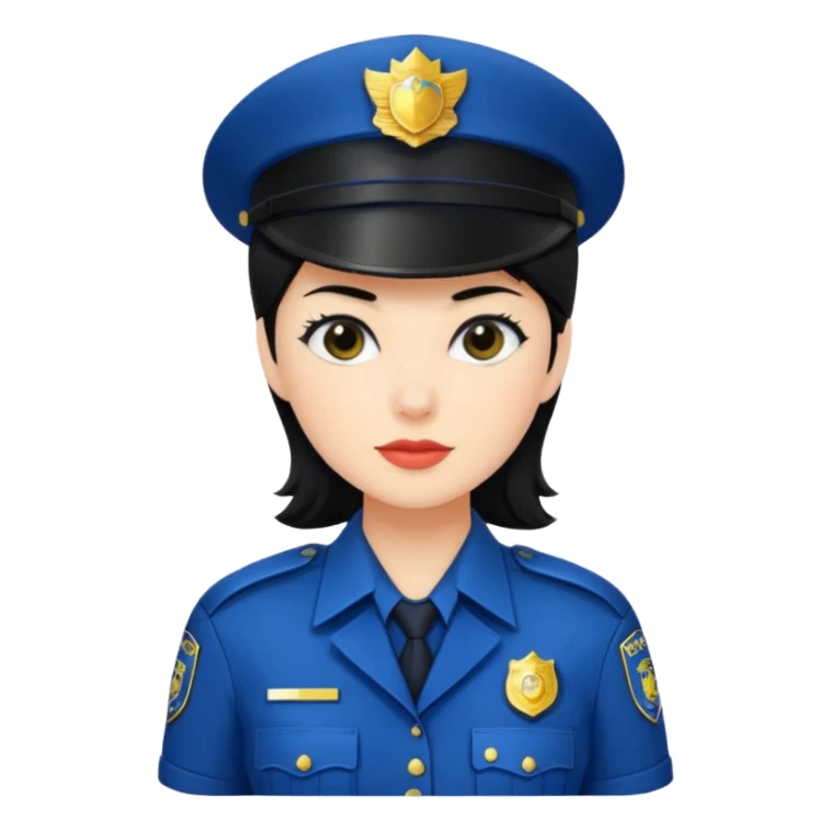 police woman with black hair sticker