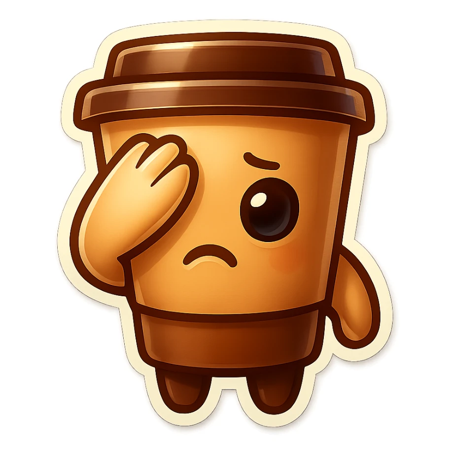 Tall coffee cup, face palm sticker