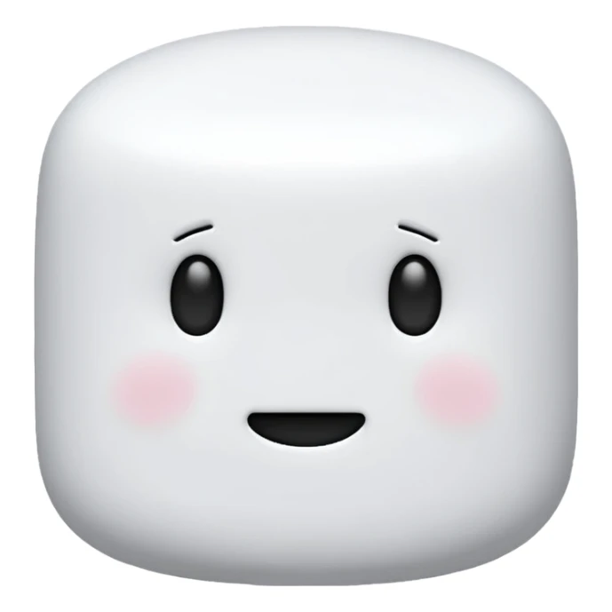 Blank No face on white blank marshmallow, just a marshmallow without a face, without face , no eyes, no mouth sticker