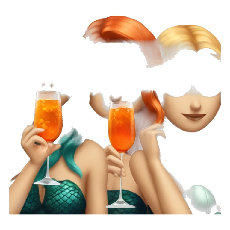 Three beautiful mermaids (one blond, one brown and one red hair) drinking aperol sticker