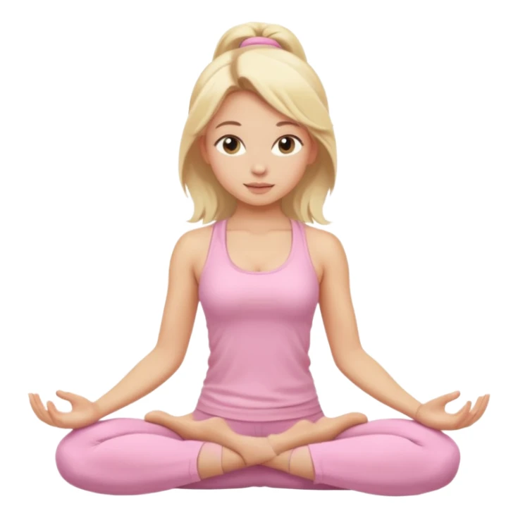 blonde yoga girl light pink clothes n sticker