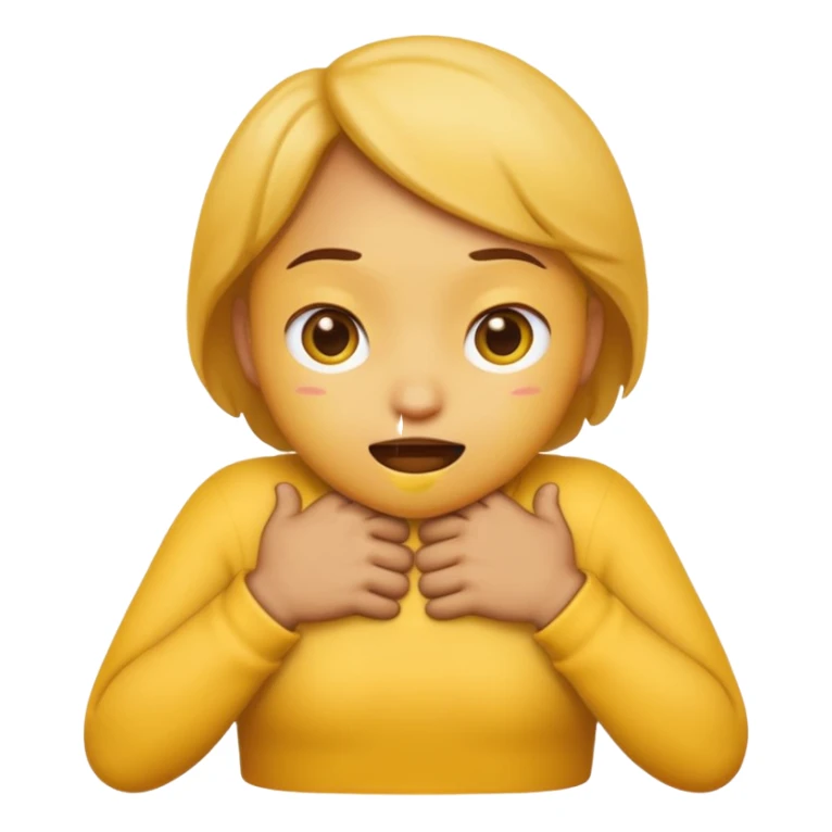 yellow emoji hands choking itself, tight around the neck sticker