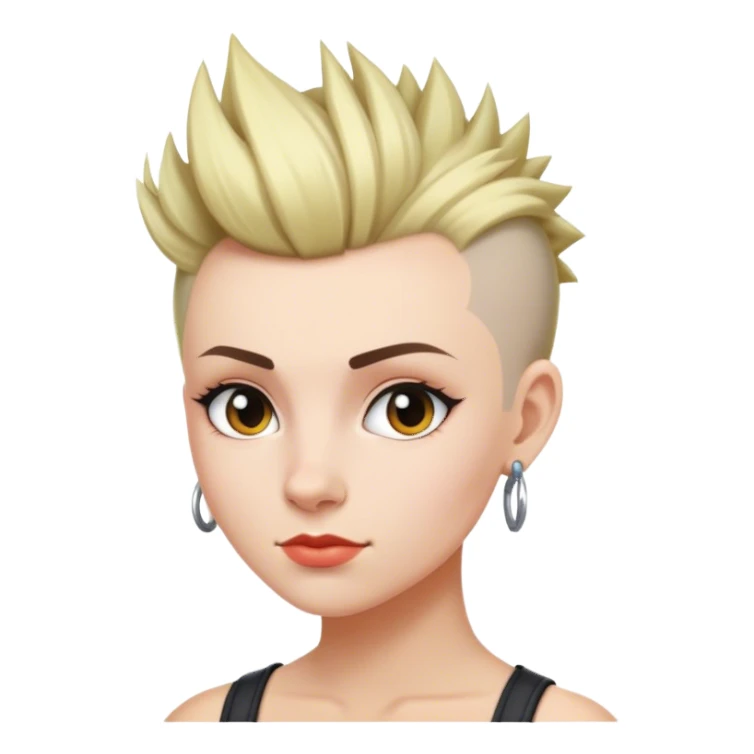 White woman with short hair mohawk style sticker