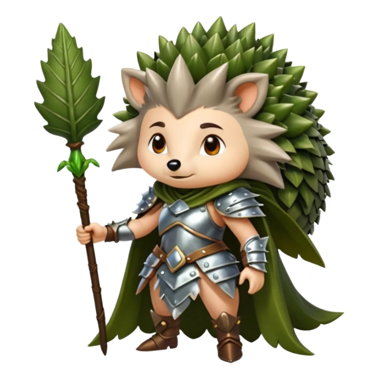 moss witch woman dressed as hedgehog guardian, thorny leaf armor sticker