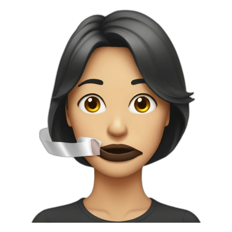 Woman tape mouth sticker