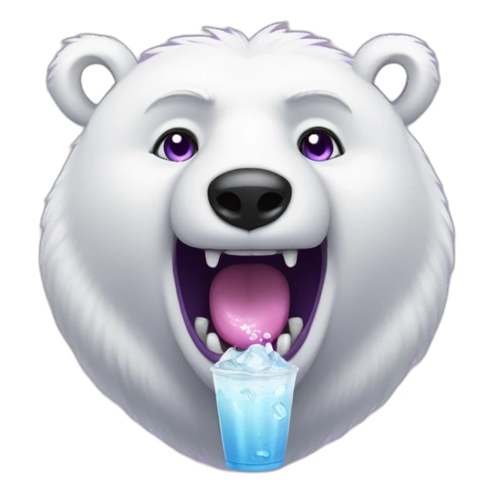 Happy Male Anthro polar bear purple eyes, drinking soda sticker