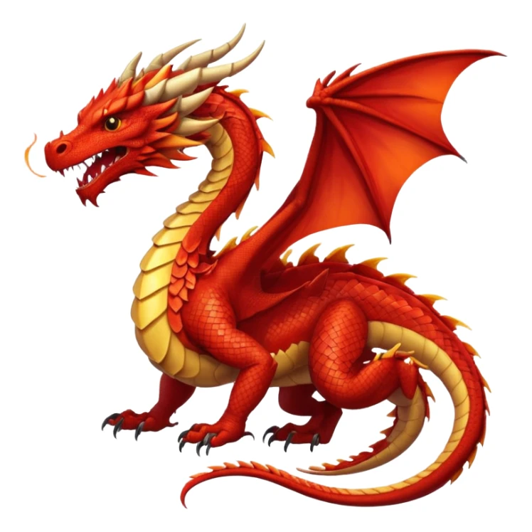 red western dragon breathing fire, wings spread sticker