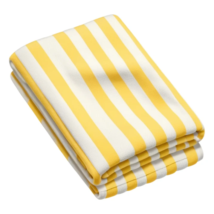 a cozy yellow and ivory striped towel, neatly folded sticker