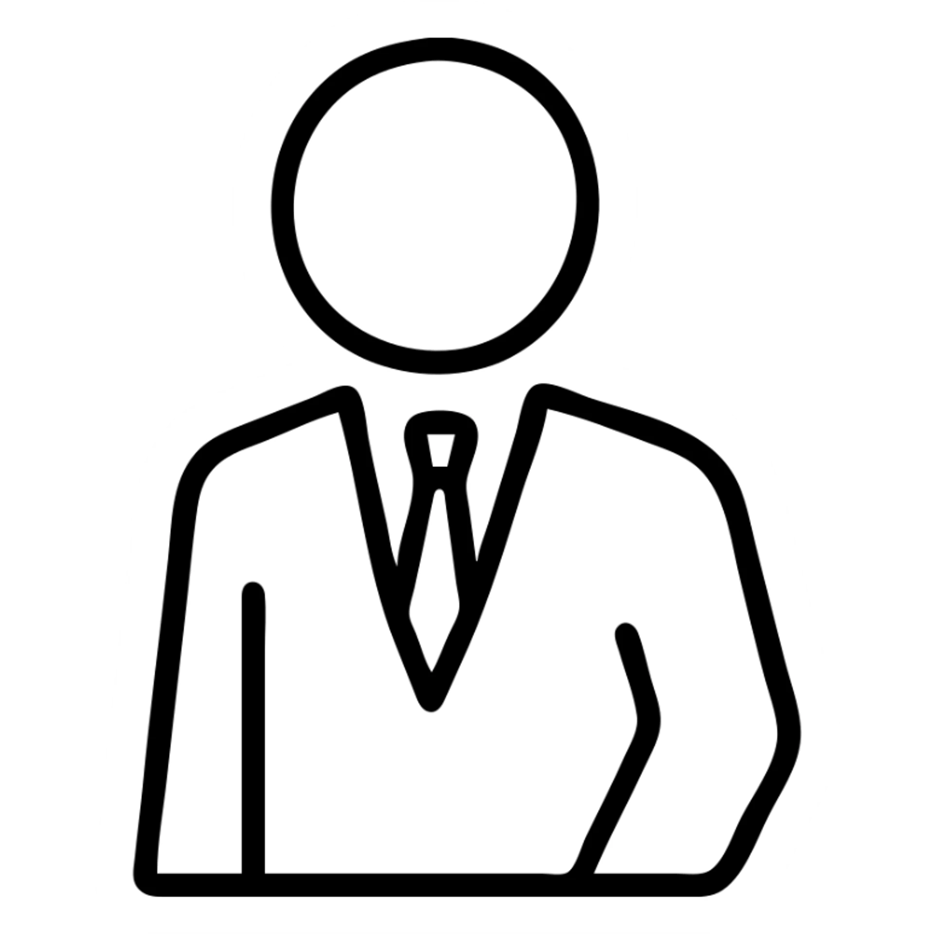a business man turning his body, outlined icon style, suit and tie sticker
