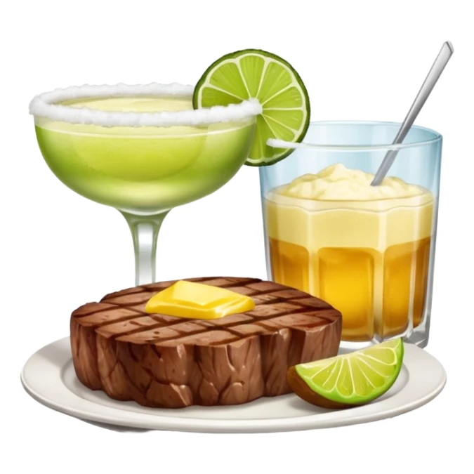 Big steak dinner with baked potato and a margarita  sticker