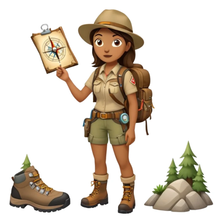 Female wilderness explorer with compass and map, Melissa Backwoods sticker