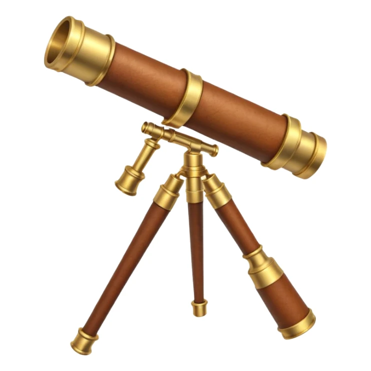 pirate spyglass object icon, brass telescope, leather grip, 3D cartoon, mobile game icon style, centered, clean background, no text, no watermark
 sticker