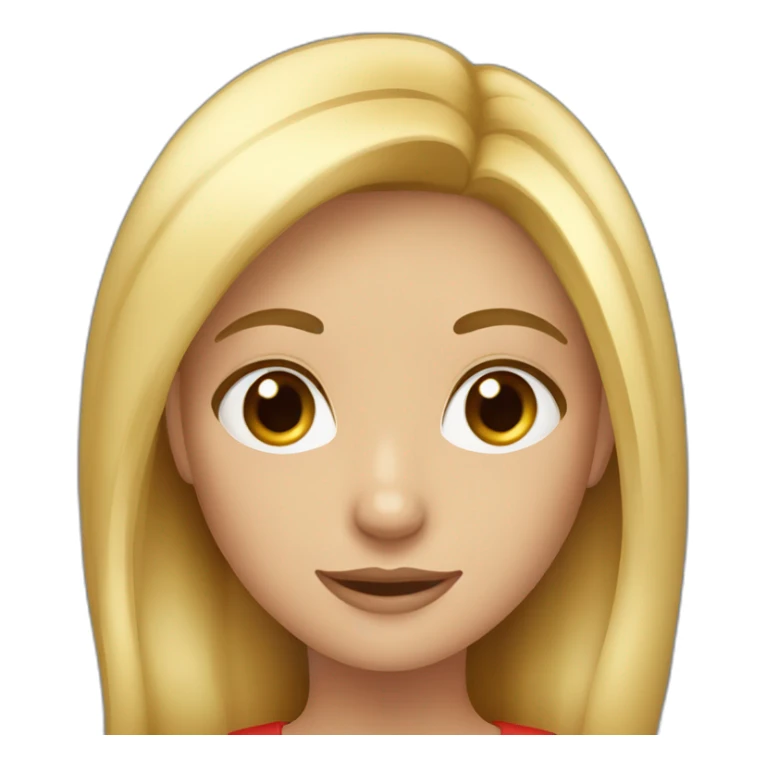 Blond and brown hairs girl red wear giving order sticker