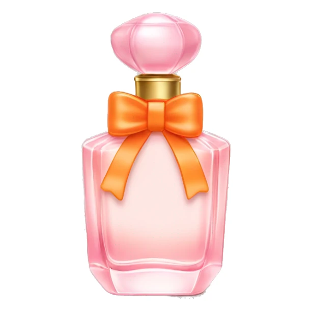 Light pink dainty perfume bottle with orange bow sticker