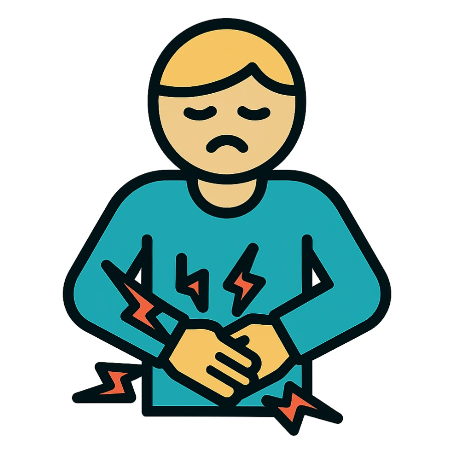 A person with stomach ache sticker