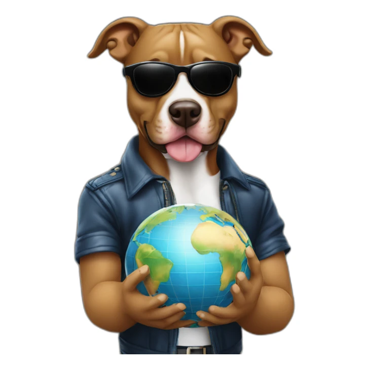 Armando Christian Pérez pitbull wearing sunglasses with globe in background sticker