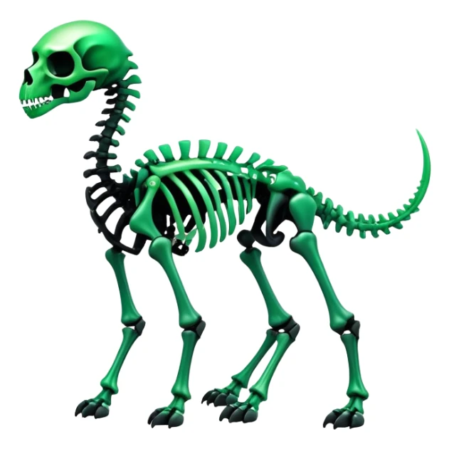 A black and green gradient epic shiny cool edgy skeletal animal, full body sticker