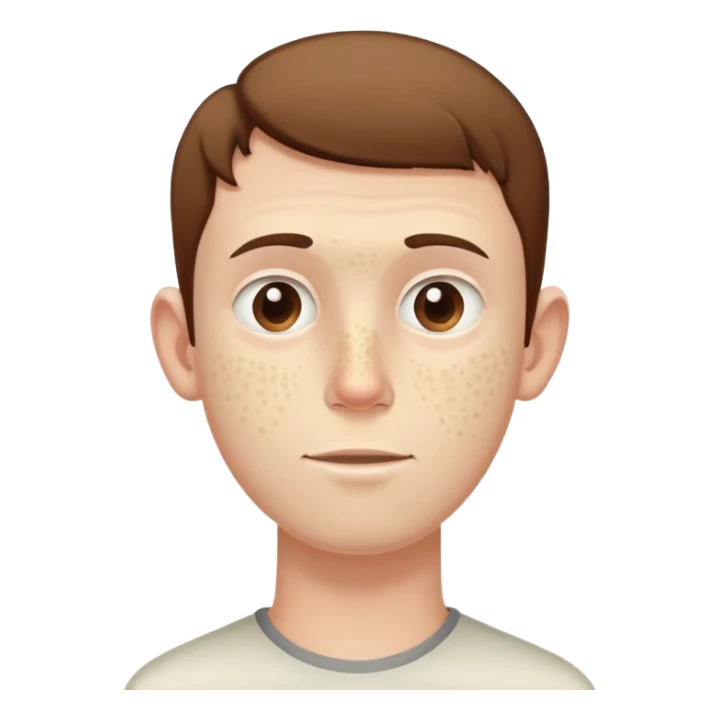 very tall, extremely pale white guy with pimples on his face, brown short hair, small ears sticker